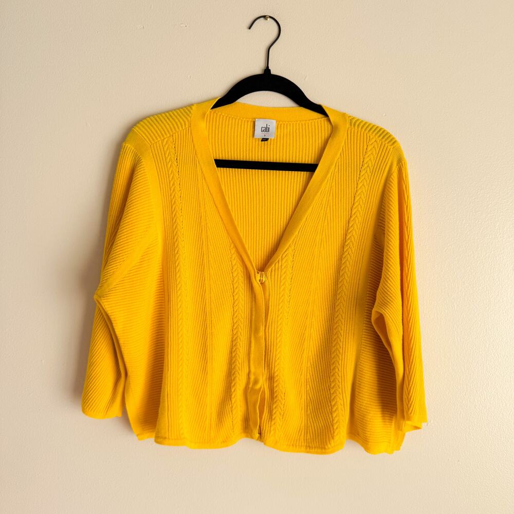 Cabi Yellow Sunny Snap Front Knit Cardigan Sweater - Small